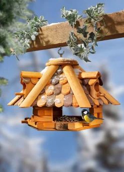Winterliche Gartenhelfer|Gartendekoration>Vogelhaus-Pavillon aus Erlenholz BRAUN