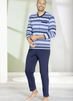 COMTE Nachtwäsche|Herrenwäsche>Vorteilspack: Schlafanzug und Shorty im Set, mit V-Ausschnitt MARINE-BLAU