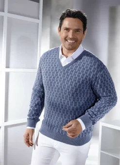 Pullover & Strickmode>V-Pullover mit Strukturmuster in 3 Farben