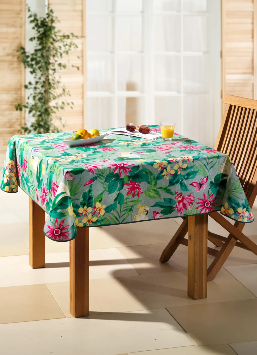 Gartentischdecken|Heimtextilien>Wachstischtuch mit farblich abgestimmtem Schrägband BUNT