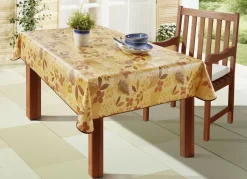 Gartentischdecken|Heimtextilien>Wachstuch-Tischdecke mit Blätter-Motiv