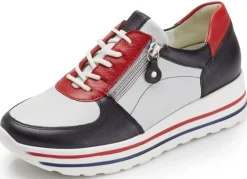 WALDLÄUFER Damenschuhe|Schuhe>Waldläufer, bequeme Damen-Sneaker, Weite H, mit herausnehmbarem Fußbett BLAU-WEISS-ROT