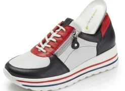 WALDLÄUFER Damenschuhe|Schuhe></noscript>Waldläufer, bequeme Damen-Sneaker, Weite H, mit herausnehmbarem Fußbett BLAU-WEISS-ROT