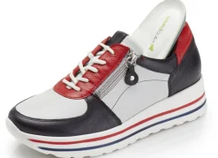 WALDLÄUFER Damenschuhe|Schuhe></noscript>Waldläufer, bequeme Damen-Sneaker, Weite H, mit herausnehmbarem Fußbett BLAU-WEISS-ROT