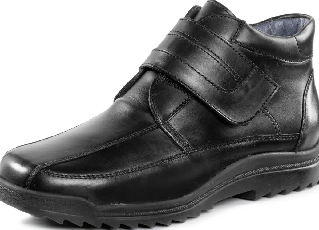 WALDLÄUFER Herrenschuhe|Schuhe>Waldläufer, gefütterte Herren-Boots, Winterschuhe, Weite K, mit Lammfell SCHWARZ