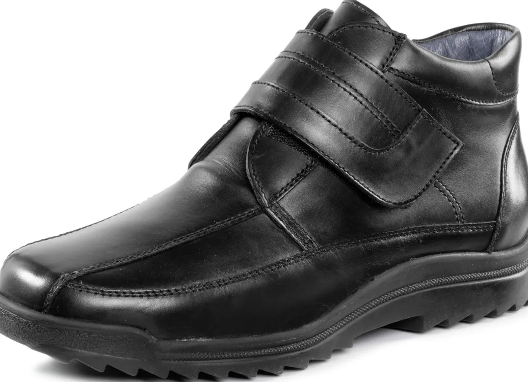 WALDLÄUFER Herrenschuhe|Schuhe>Waldläufer, gefütterte Herren-Boots, Winterschuhe, Weite K, mit Lammfell SCHWARZ