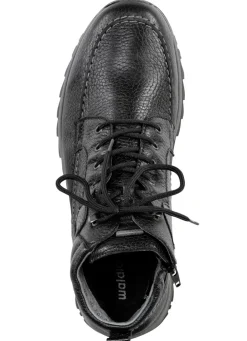 mydeer Herrenschuhe|Schuhe></noscript>Waldläufer Schnür-Boot aus Hirsch-Nappaleder SCHWARZ