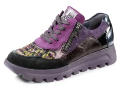 WALDLÄUFER Damenschuhe|Schuhe>Waldläufer Schnür-Sneaker mit buntem Textilmaterial kombiniert LILA-BUNT