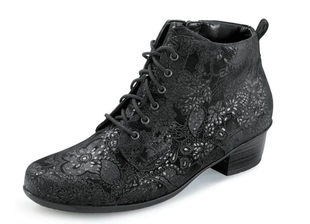 WALDLÄUFER Schuhe|Damenschuhe>Waldläufer Schnür-Stiefelette mit floraler Prägung