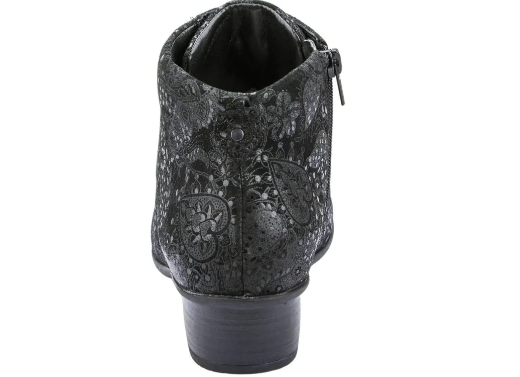 WALDLÄUFER Schuhe|Damenschuhe>Waldläufer Schnür-Stiefelette mit floraler Prägung