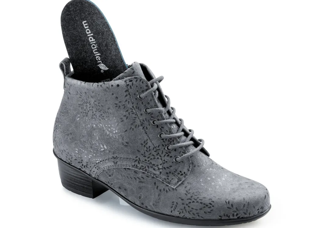 WALDLÄUFER Schuhe|Damenschuhe>Waldläufer Schnür-Stiefelette mit floraler Prägung