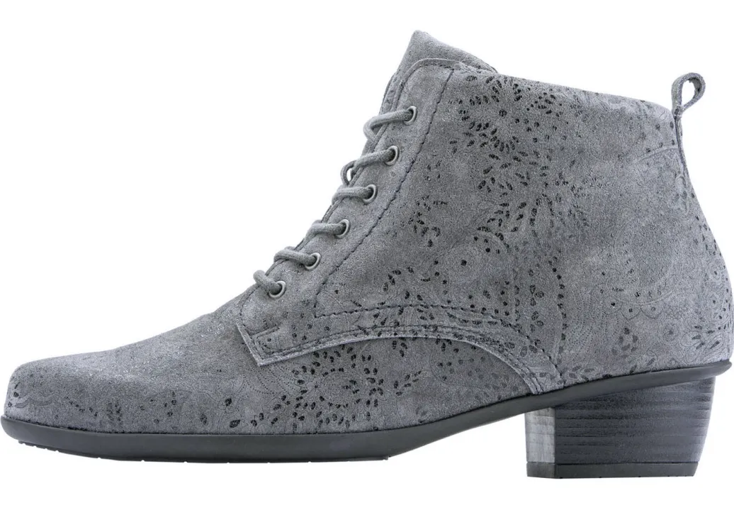 WALDLÄUFER Schuhe|Damenschuhe>Waldläufer Schnür-Stiefelette mit floraler Prägung