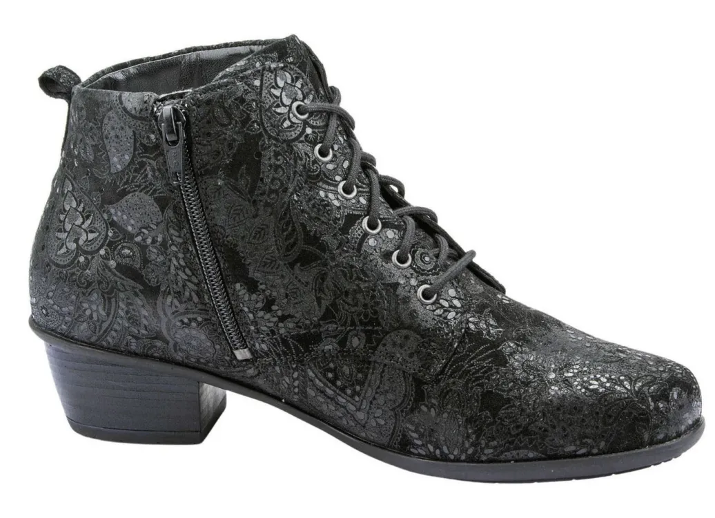 WALDLÄUFER Schuhe|Damenschuhe>Waldläufer Schnür-Stiefelette mit floraler Prägung