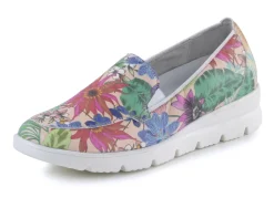 WALDLÄUFER Schuhe|Damenschuhe>Waldläufer Slipper aus beschichtetem, floral bedrucktem Textilmaterial MULTICOLOR