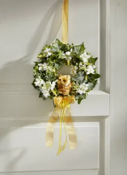 Dekoration>Wandkranz mit Kätzchen GRÜN-WEISS