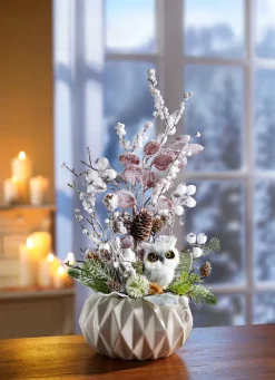 Gestecke & Kränze>Weihnachtliches Arrangement WEISS-GRÜN-SILBER
