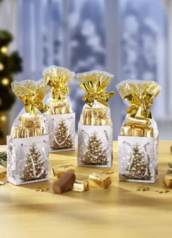 Weihnachtsleckereien|Weihnachtliche Geschenkideen>Weihnachtsbaum-Tütchen, 4er-Set BUNT