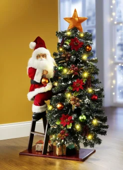 Gestecke & Kränze>Weihnachtsmann schmückt Tannenbaum ROT-GRÜN