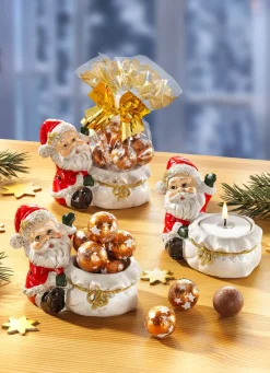 Weihnachtliche Dekorationen|Weihnachtsleckereien>Weihnachtsmann-Teelichthalter, 3er-Set BUNT