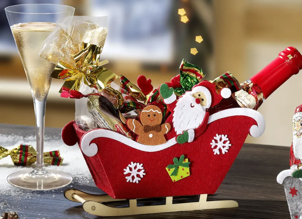 Weihnachtsleckereien>Weihnachts-Schlitten mit Weihnachtsleckereien BUNT