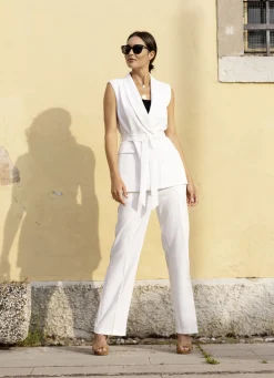 Laura Kent Blazer & Anzüge>Weste mit Gürtel WEISS