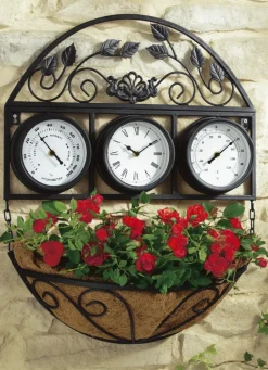 Gartendekoration|Blumentöpfe & Pflanzgefäße>Wetterstation mit Pflanzschale SCHWARZ