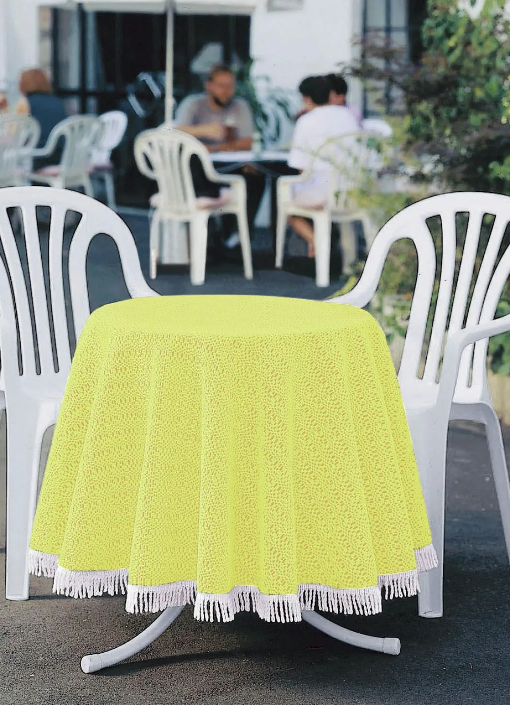 Gartentischdecken|Heimtextilien>Wind- und wetterfeste Gartentischdecke mit Fransenabschluss