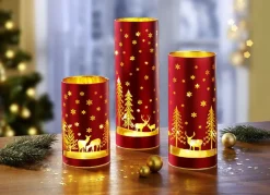 Weihnachtliche Dekorationen>Windlicht 3er-Set aus Glas