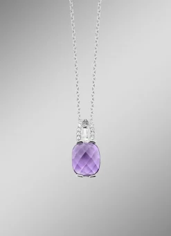Damen-Edelsteinschmuck>Zauberhafte Eleganz: Anhänger mit echt Amethyst und Ankerkette