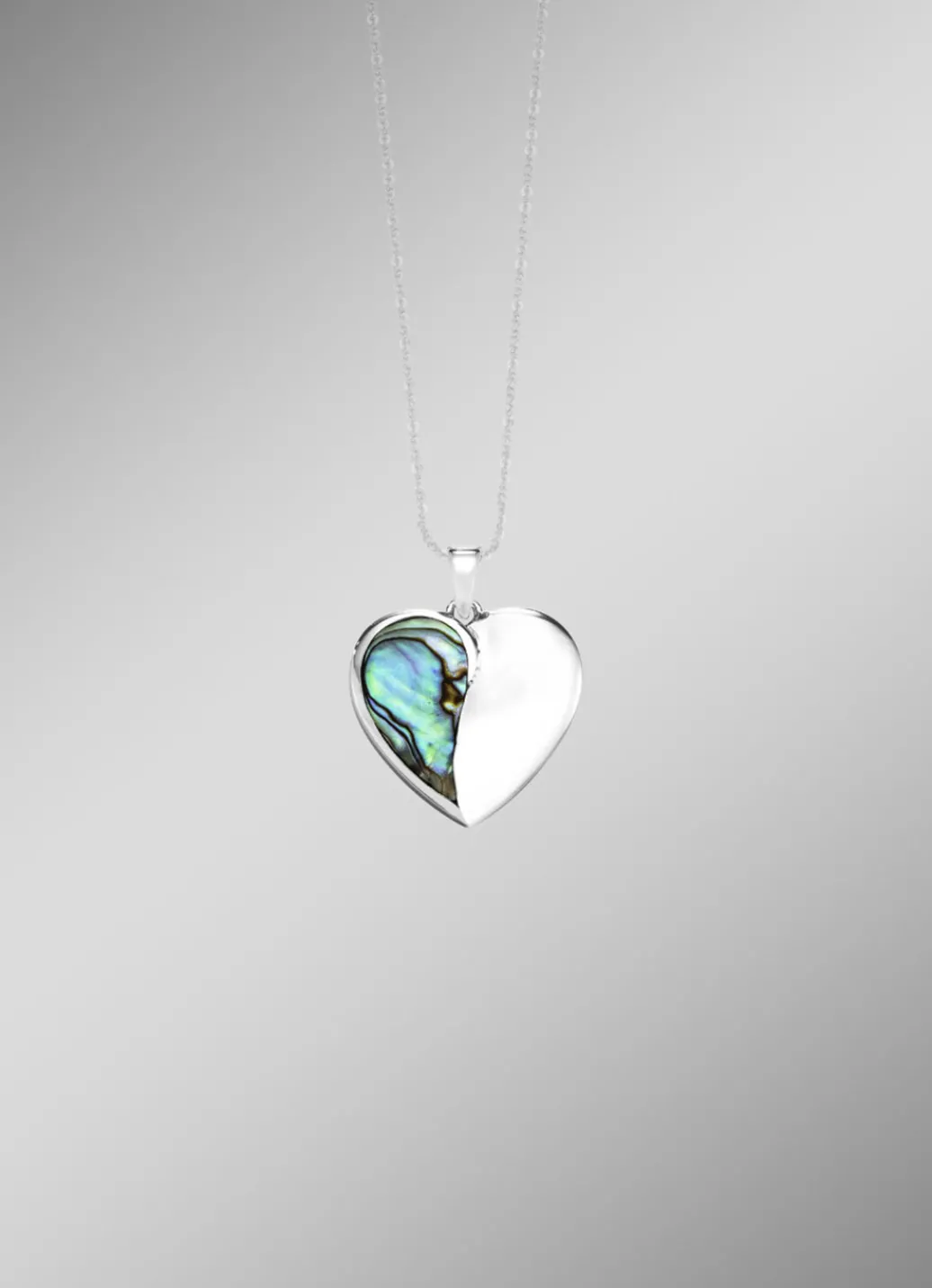 Damen-Edelsteinschmuck>Zauberhafter Herzanhänger aus Silber mit echtem Abalone-Perlmutt