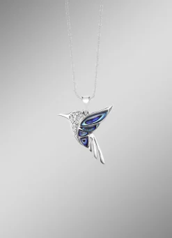 Damen-Edelsteinschmuck>Zauberhafter Kolibri-Anhänger mit Zirkonia und Abalone-Perlmutt