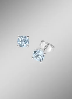 Damen-Edelsteinschmuck>Zeitlose Eleganz: Ohrstecker mit beh. Blautopas
