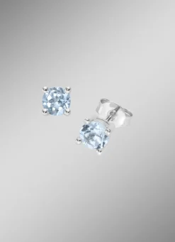 Damen-Edelsteinschmuck>Zeitlose Eleganz: Ohrstecker mit beh. Blautopas