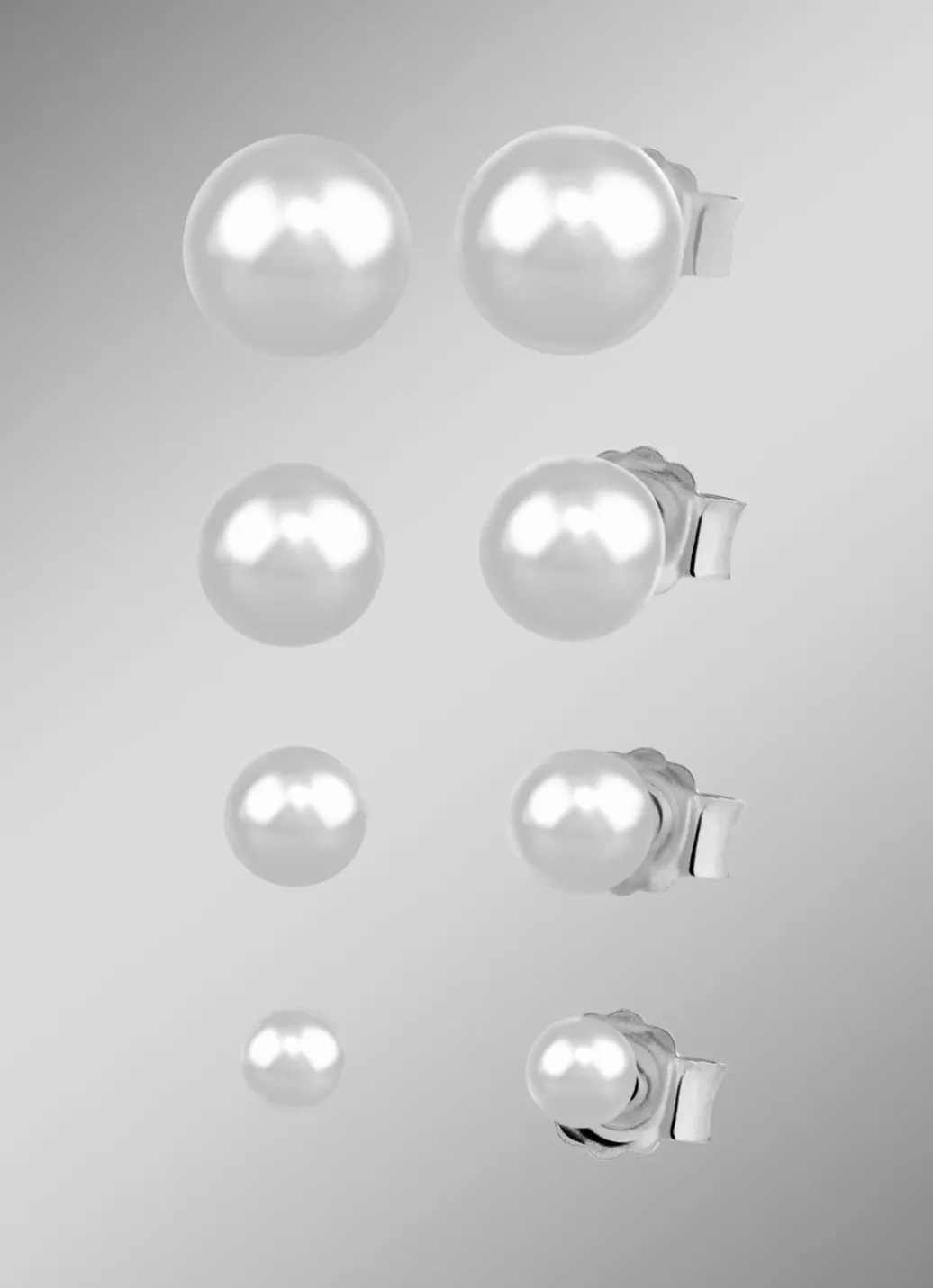 Damen-Silberschmuck>Zeitloses Ohrstecker-Set in Silber, 4 Paar