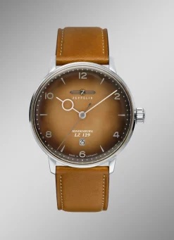 ZEPPELIN Herrenuhren>-Quartz-Herrenuhr mit Edelstahlgehäuse und Lederband