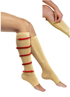 MEDIA SHOP Bekleidung & Strümpfe|Damenwäsche>Zip Sox Kompressionsstrümpfe mit Reißverschluss BEIGE