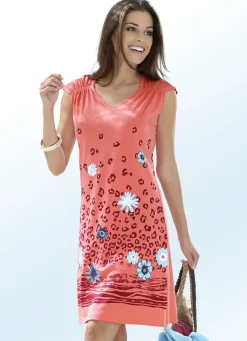 Bade- & Strandmode|Kleider>Zweierpack Kleider mit platziertem Druckdessin und überschnittenen Ärmeln 1X KORALLE, 1X TÜRKIS